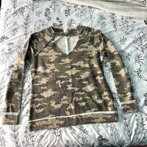 Camo v-neck sweater